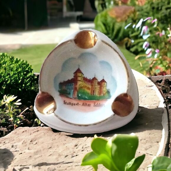 RW Bavaria Porcelain Ashtray Dish Gold Trim Stuttgart Altes Schloss Trinket Vtg. - Picture 14 of 16